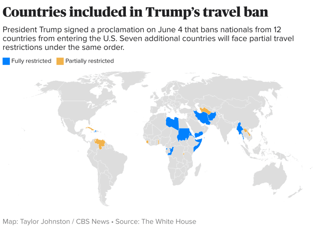 Olympic Dreams vs. Visa Nightmares: The Hidden Cost of Trump’s Travel Ban 2 Trump travel ban map